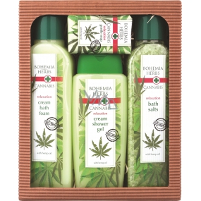 Bohemia Gifts Cannabis Konopný olej sprchový gel 300 ml + sůl do koupele 600 g + pěna do koupele 500 ml + mýdlo 100 g, kosmetická sada