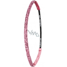 Ivybands Protiskluzová čelenka do vlasů růžová s flitry, unisex, 1 cm