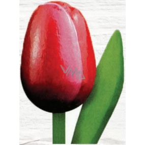 Bohemia Gifts Dřevěný tulipán červeno-bílý 20 cm