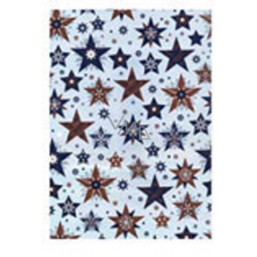 Ditipo Dárkový balicí papír 70 x 500 cm Vánoční tyrkysový modro-hnědé hvězdy