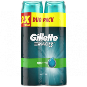 Gillette Mach3 Sensitive gel na holení pro citlivou pokožku 2 x 200 ml, duopack, pro muže