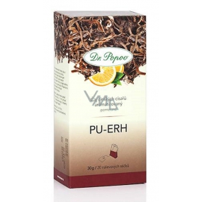 Dr. Popov Pu-Erh pomeranč čaj přispívá ke kontrole tělesné hmotnosti a duševnímu zdraví 30 g, 20 nálevových sáčků á 1,5 g