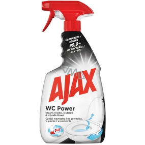 Ajax WC Power Univerzální čisticí prostředek, pro úklid vnitřku i vnějšku toalety, inovativní 360 stupňová hlavice, rozprašovač 500 ml