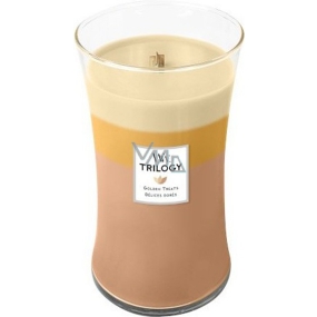 WoodWick Trilogy Golden Treats - Zlaté lahůdky vonná svíčka s dřevěným knotem a víčkem sklo velká 609 g