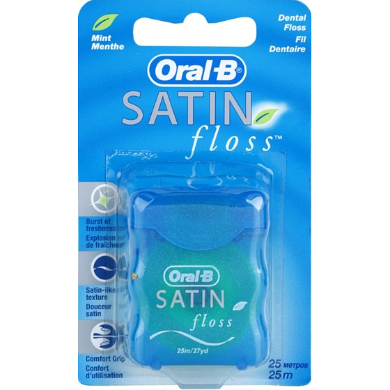 Oral-B Satin Mint hedvábná dentální nit s příchutí mentolu 25 m 1 kus