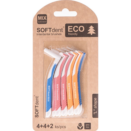 Soft Dent Eco mezizubní kartáček zahnutý mix velikostí 10 kusů