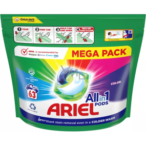 Ariel All-in-1 Pods Color gelové kapsle na barevné prádlo 63 kusů