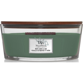 WoodWick Mint Leaves & Oak - Mátové lístky a dub vonná svíčka s dřevěným širokým knotem a víčkem sklo loď 453 g