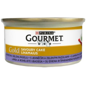 Gourmet Gold Savoury Cake hrubá paštika jehněčí a zelené fazolky konzerva pro dospělé kočky 85 g