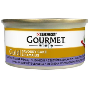 Gourmet Gold Savoury Cake hrubá paštika jehněčí a zelené fazolky konzerva pro dospělé kočky 85 g