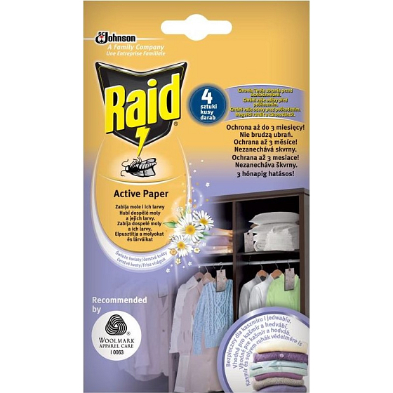 Raid Active Paper proti molům aktivní závěs čerstvé květy 4 kusy