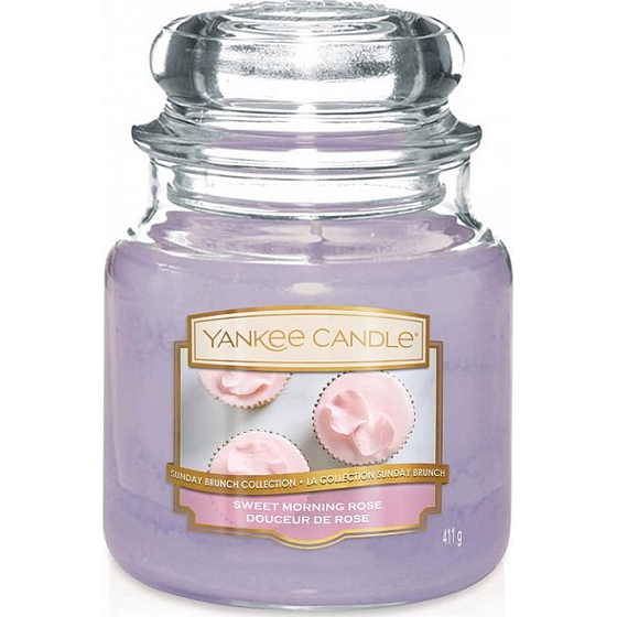 Yankee Candle Sweet Morning Rose - Sladká ranní růže vonná svíčka Classic střední sklo 411 g