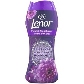 Lenor Amethyst & Floral Bouquet vůně pivoněk a planých růží vonné perličky do bubnu pračky 210 g