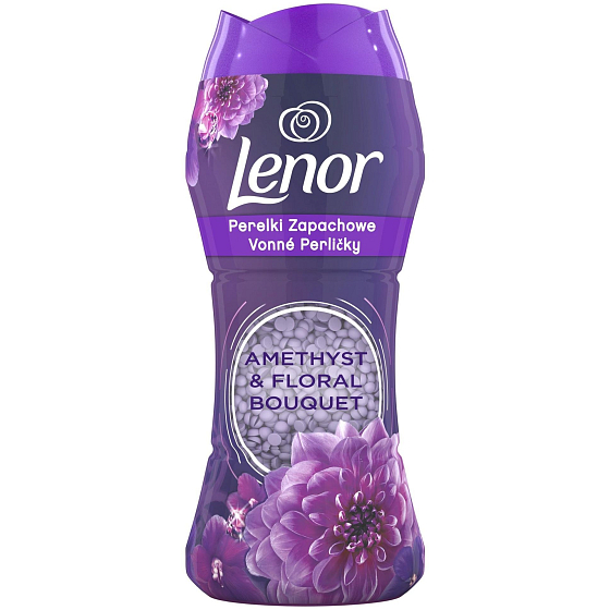 Lenor Amethyst & Floral Bouquet vůně pivoněk a planých růží vonné perličky do bubnu pračky 210 g