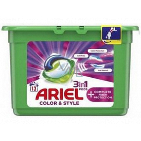 Ariel 3v1 Color & Style Complete Fiber Protection gelové kapsle na praní barevného prádla 13 kusů 353,6 g