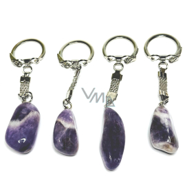 Ametyst Lavender Malawi Troml přívěsek klíčenka přírodní kámen, cca 10 cm, 1 kus, kámen králů a biskupů