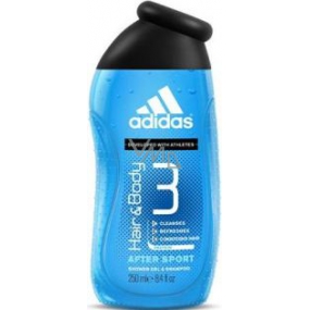 Adidas 3 After Sport sprchový gel na tělo a vlasy pro muže 250 ml