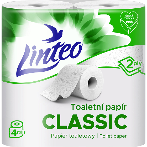 Linteo Classic 2vrstvý toaletní papír, 4 role, 15 m role