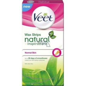 Veet Natural Inspirations Wax Strips voskové pásky normální a suchá pokožka 12 kusů + ubrousky Pefect Finish 2 kusy