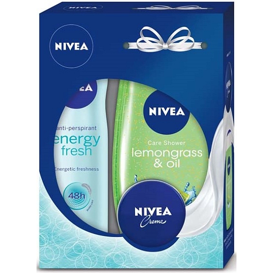 Nivea Lemongrass & Oil sprchový gel 250 ml + Energy Fresh antiperspirant sprej 150 ml + krém 30 ml, kosmetická sada