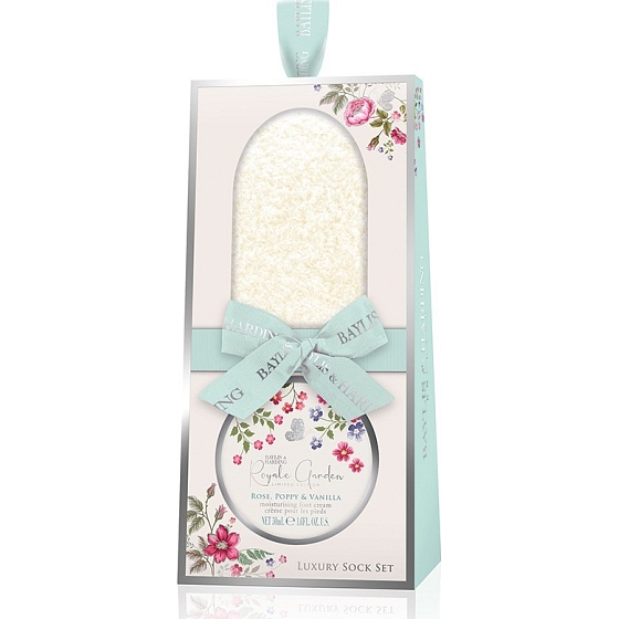 Baylis & Harding Královská zahrada krém na nohy 50 ml + superměkké ponožky 1 pár, kosmetická sada