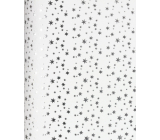 Zöwie Dárkový balicí papír 70 x 150 cm Vánoční Luxusní White Christmas bílý - stříbrné hvězdičky