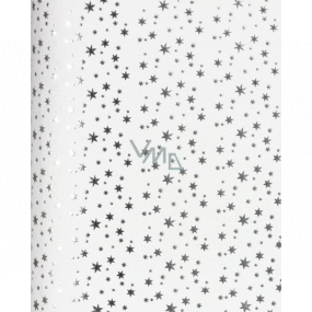 Zoewie Dárkový balicí papír 70 x 150 cm Vánoční Luxusní White Christmas bílý - stříbrné hvězdičky