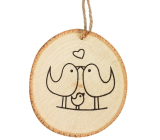 Zamilovaní ptáčci dřevěná dekorace na zavěšení 10 cm