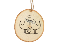 Zamilovaní ptáčci dřevěná dekorace na zavěšení 10 cm