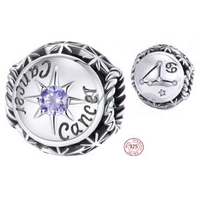 Charm Sterlingové stříbro 925 Znamení zvěrokruhu, kubické zirkonie Rak, korálek na náramek