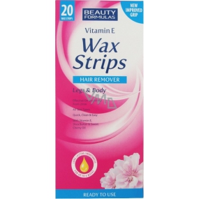 Beauty Formulas Vitamin E Wax Strips depilační pásky na nohy a tělo 20 kusů