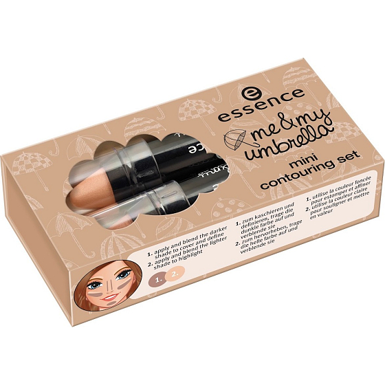 Essence Me & My Umbrella Mini Contouring Set konturovací set 01 Let A Smile Be Your Umbrella On A Rainy Day 2 x 1,5 g