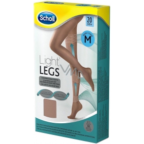 Scholl Light Legs Kompresní punčochové kalhoty M hnědé 20 den pomáhají zabraňovat pocitu únavy nohou a snižují pocit těžkých nohou