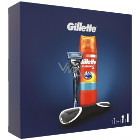 Gillette Fusion5 ProShield Chill holicí strojek + Ultra Sensitive gel na holení 200 ml + cestovní pouzdro, kosmetická sada, pro muže