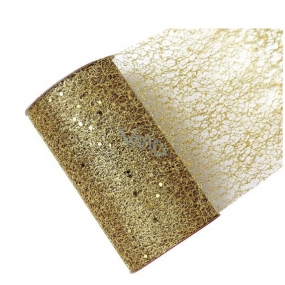 Stuha dekorační síť s glitrem zlatá 15 cm x 270 cm