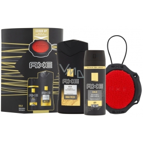 Axe Gold sprchový gel pro muže 250 ml + deodorant sprej pro muže 150 ml + mycí houba, kosmetická sada