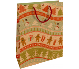 Nekupto Dárková kraftová taška 28 x 37 cm Vánoční Perníčky, sněhuláci 606 WKHL