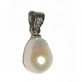 Perla říční bílá přívěsek přírodní, 1,1 cm 1 kus, symbol ženskosti, přináší obdiv