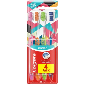 Colgate Twister Design Edition měkký zubní kartáček 4 kusy