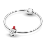 Charm Sterlingové stříbro 925 Santa s červenou čepicí, korálek na náramek Vánoce