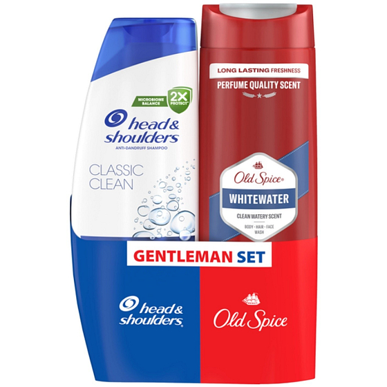 Head & Shoulders Classic Clean šampon 400 ml a Old Spice Whitewater sprchový gel 400 ml – kosmetická sada pro muže