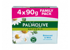 Palmolive Naturals Balanced & Mild tuhé toaletní mýdlo 3 + 1 kus 90 g