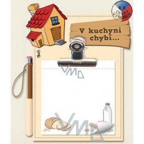 Nekupto Dřevěná cedulka s bločkem V kuchyni chybí 15 x 10,5 cm 1 kus
