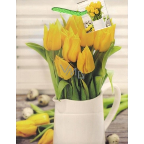 Nekupto Dárková papírová taška 23 x 18 x 10 cm Žluté tulipány 1298 01 KFM