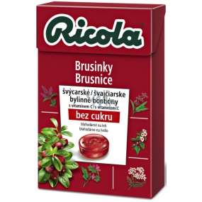 Ricola Cranberry - Brusinky švýcarské bylinné bonbóny bez cukru s vitamínem C 40 g