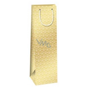 Ditipo Dárková papírová taška na láhev 12,3 x 7,8 x 36,2 cm zlatá, bílé ornamenty