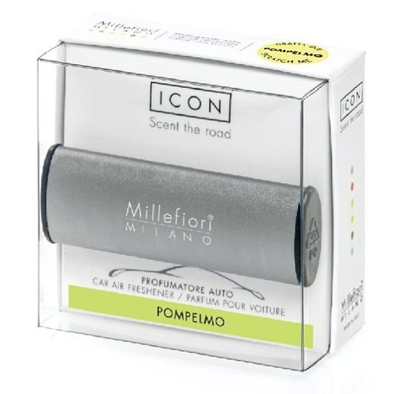Millefiori Milano Icon Pompelmo - Grep vůně do auta Metallo antracitová matná voní až 2 měsíce 47 g