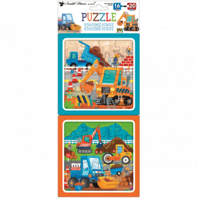 Baby Genius Puzzle Stavební stroje 15 x 15 cm, 16 a 20 dílků, 2 obrázky