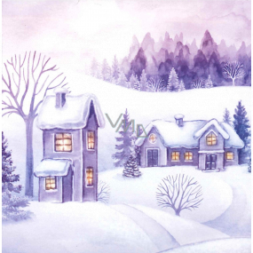 Nekupto Vánoční kartičky na dárky Zasněžené domečky 6,5 x 6,5 cm 6 kusů