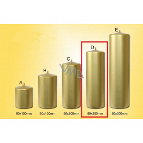 Lima Svíčka hladká metal zlatá válec 80 x 250 mm 1 kus